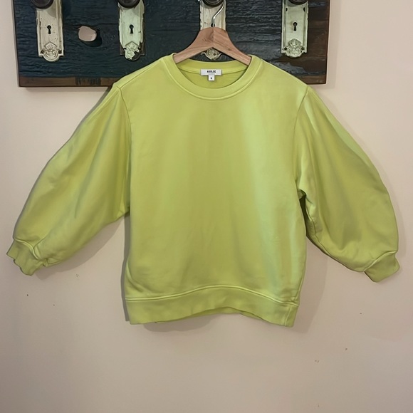 Agolde Yellow Green Thora 3/4 Balloon Sleeve Sweatshirt Size Medium - Picture 11 of 16